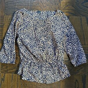 Navy and Cream Peplum Top